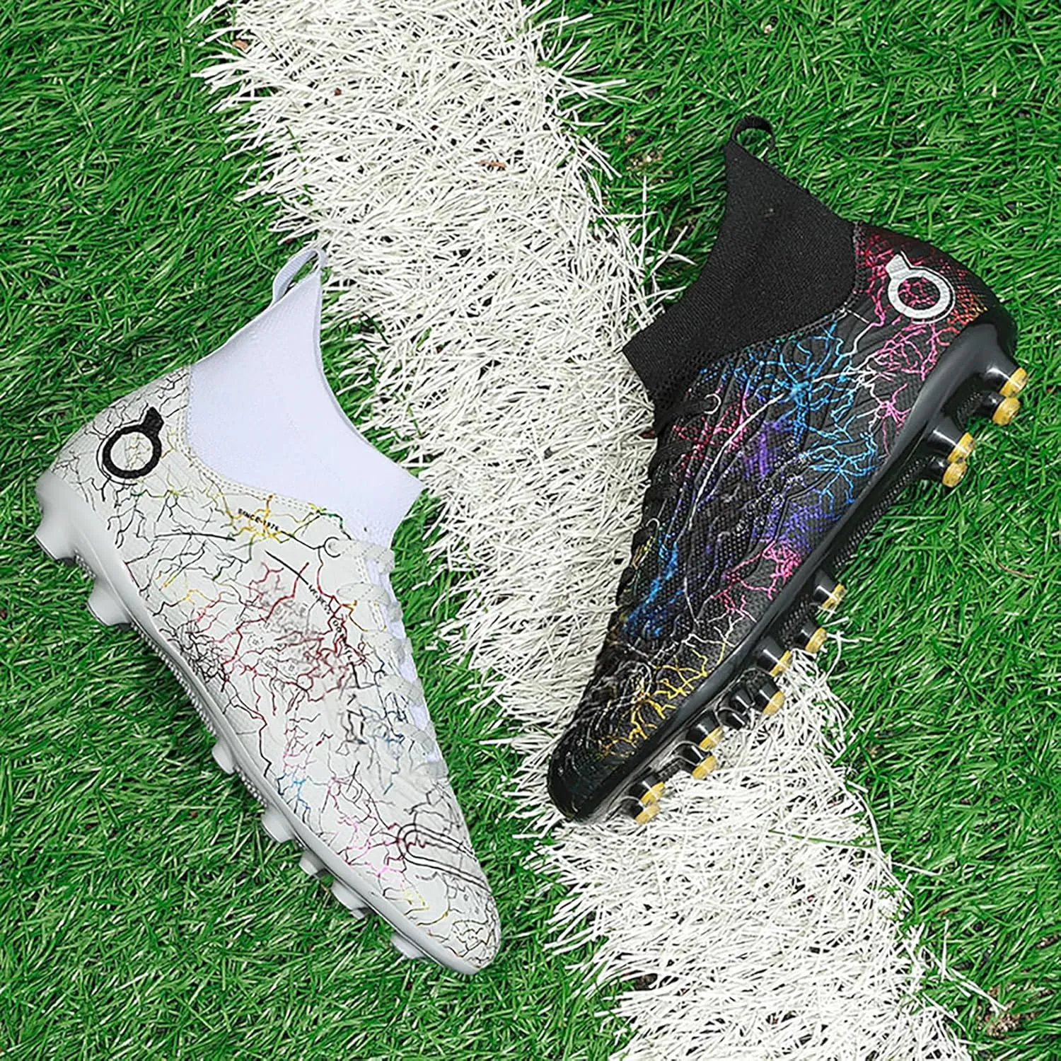 Men's Soccer Shoes High-Top Soccer Cleats Outdoor Breathable Athletic Professional Spikes Youth Boys Football Shoes Unisex