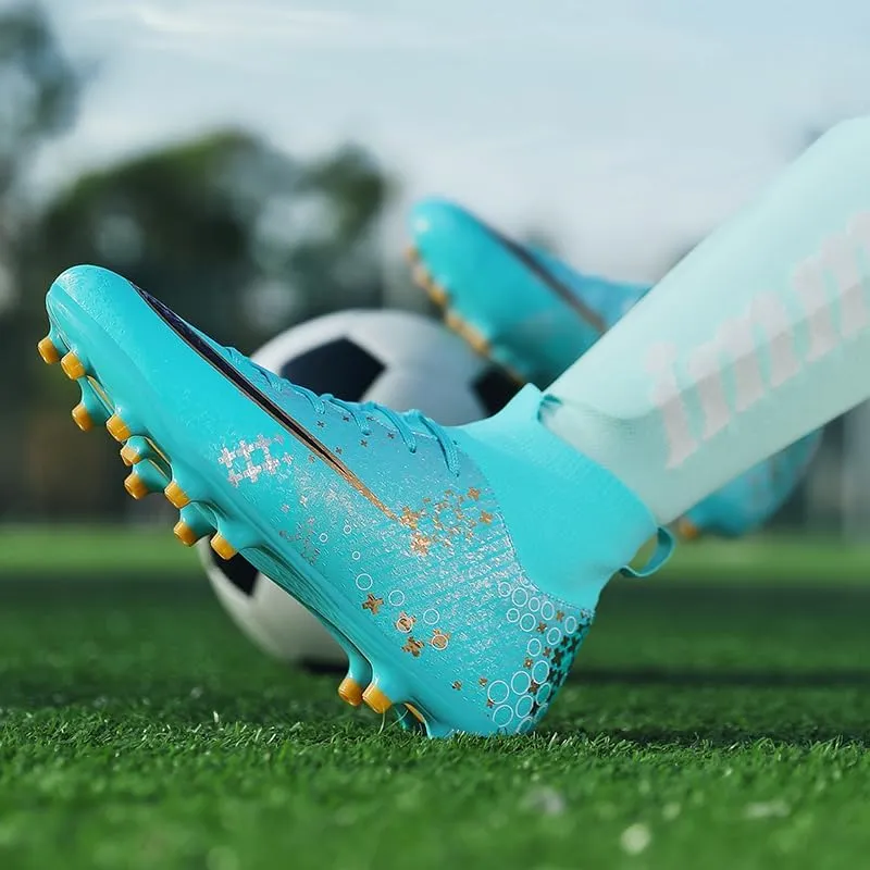 Men's Soccer Shoes High-Top Soccer Cleats Outdoor Breathable Athletic Professional Spikes Youth Boys Football Shoes Unisex