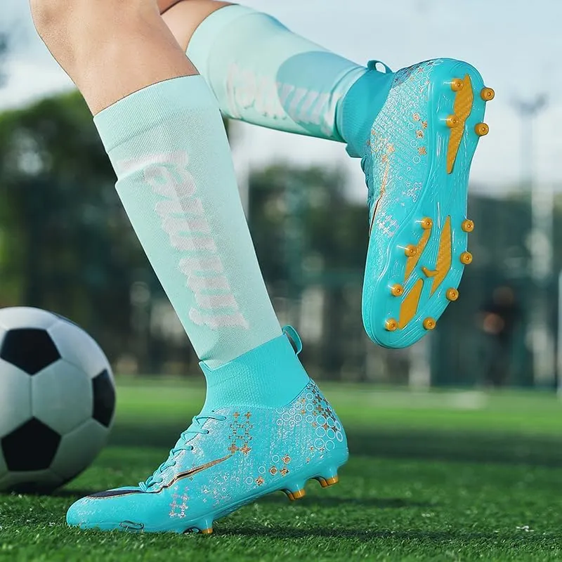 Men's Soccer Shoes High-Top Soccer Cleats Outdoor Breathable Athletic Professional Spikes Youth Boys Football Shoes Unisex