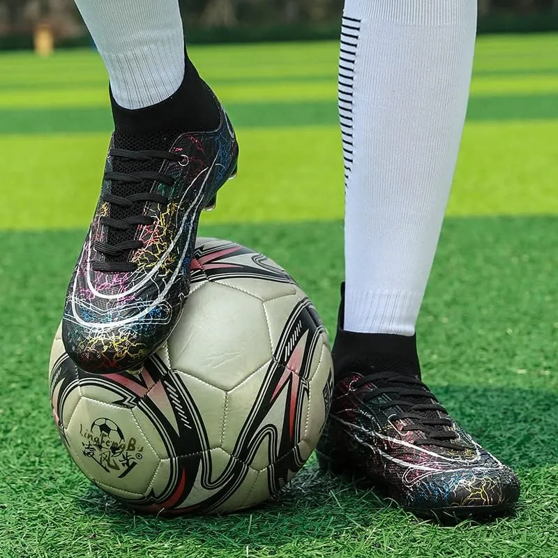 Men's Soccer Shoes High-Top Soccer Cleats Outdoor Breathable Athletic Professional Spikes Youth Boys Football Shoes Unisex