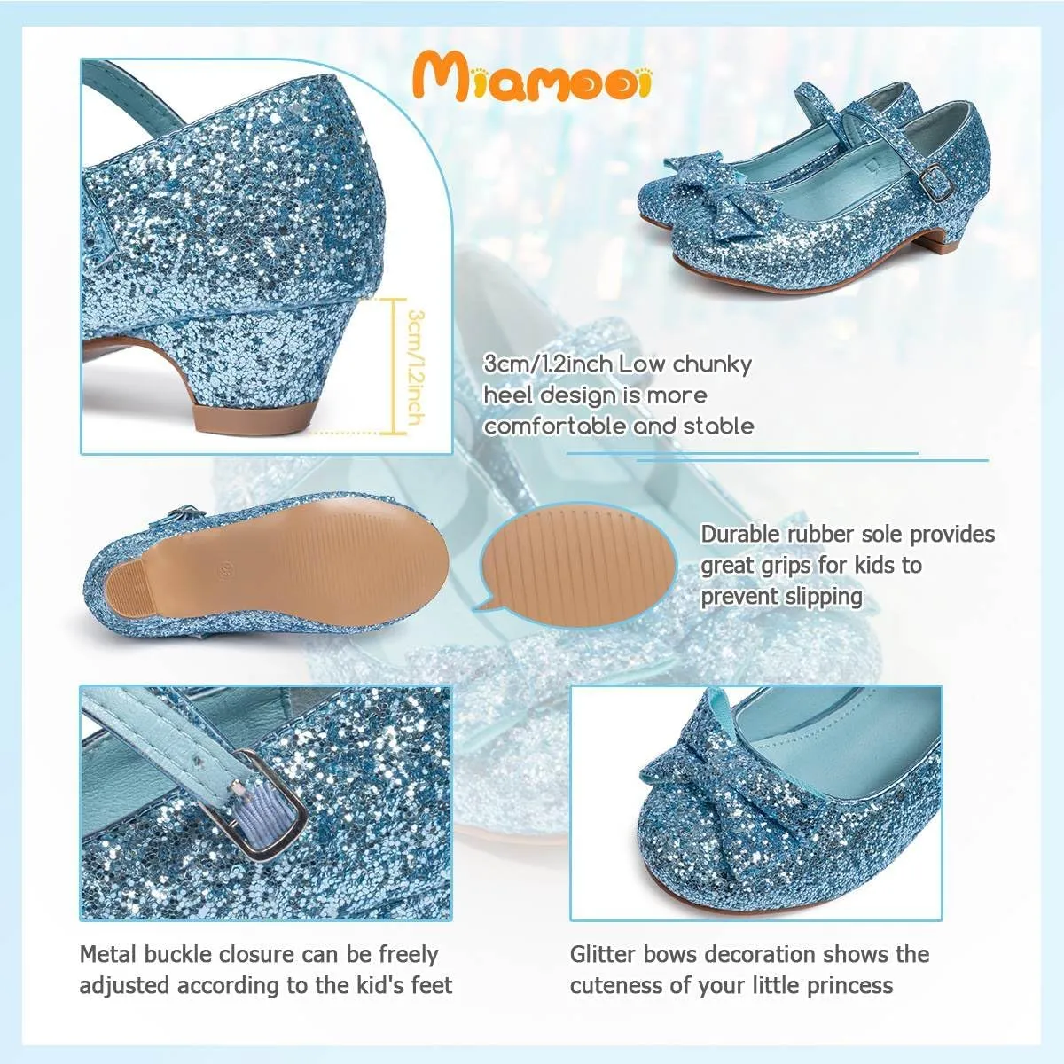 Miamooi Toddler Little Girl Dress Shoes Princess Flats Low Heels Flower Mary Jane for Kids Wedding Party Girls Birthday Dress Shoes