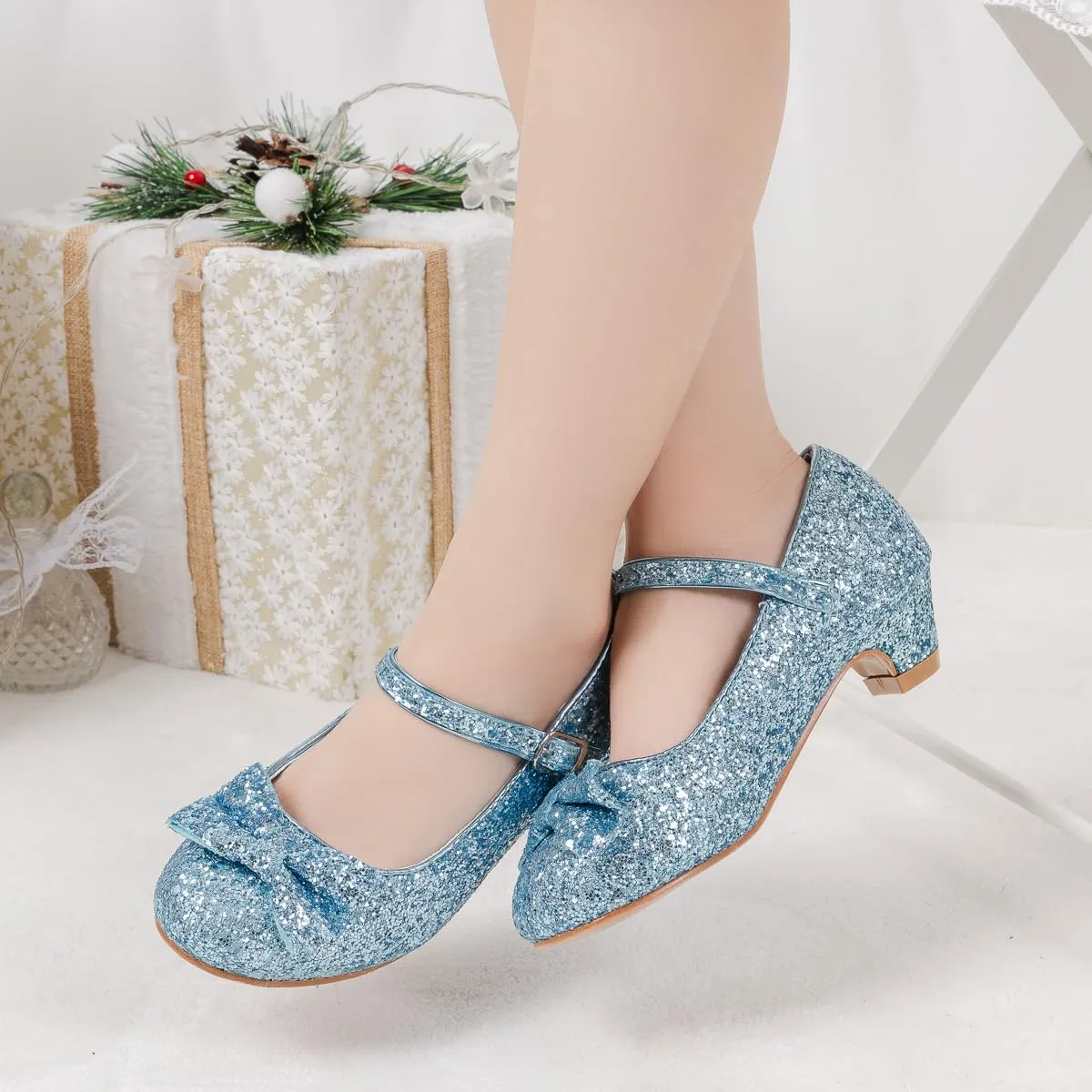 Miamooi Toddler Little Girl Dress Shoes Princess Flats Low Heels Flower Mary Jane for Kids Wedding Party Girls Birthday Dress Shoes