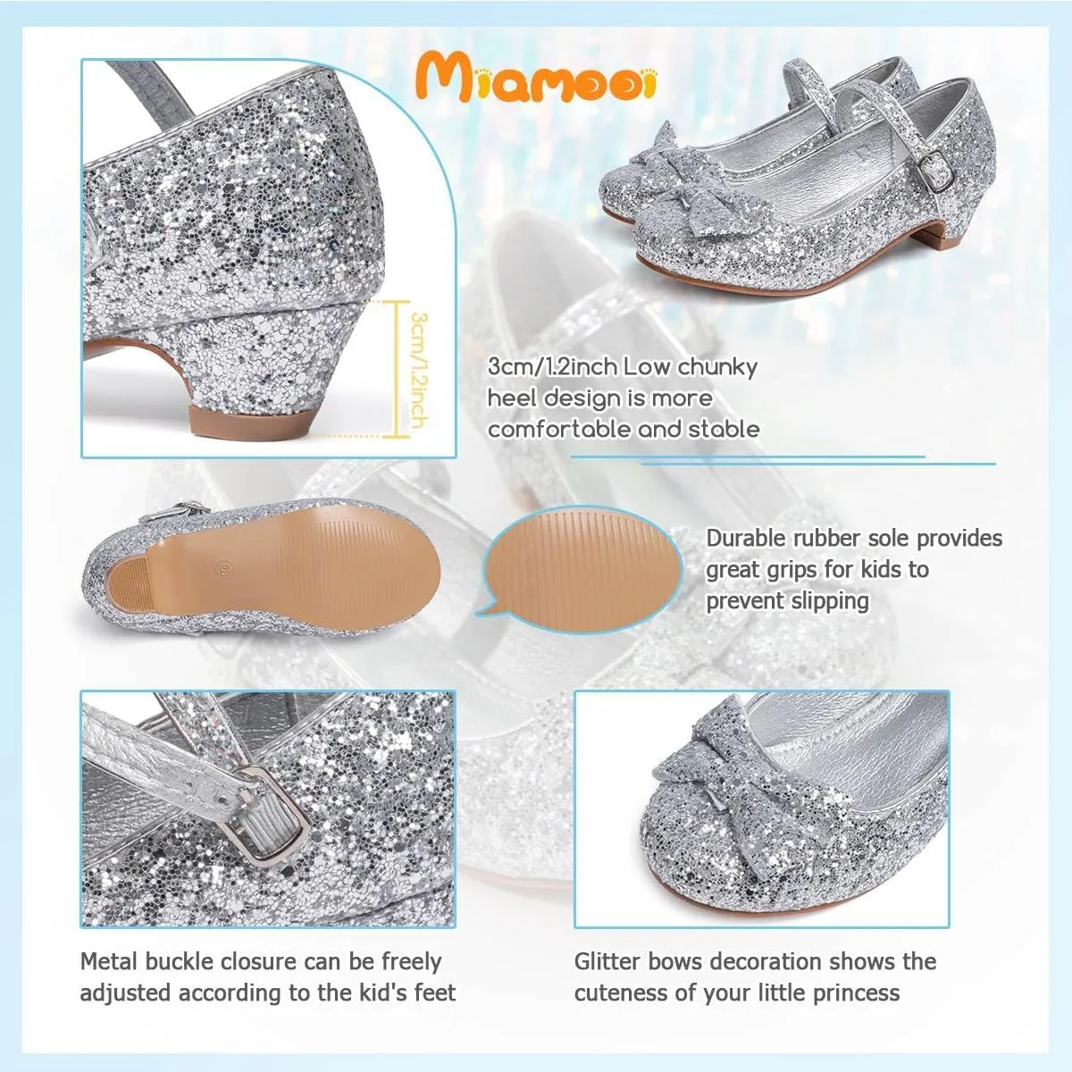 Miamooi Toddler Little Girl Dress Shoes Princess Flats Low Heels Flower Mary Jane for Kids Wedding Party Girls Birthday Dress Shoes
