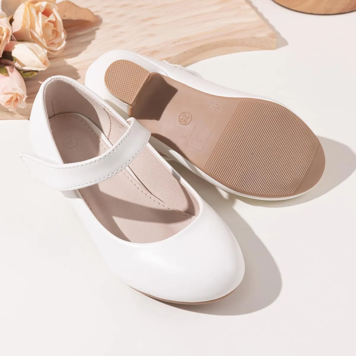 Miamooi Toddler Little Girl Dress Shoes Princess Flats Low Heels Flower Mary Jane for Kids Wedding Party Girls Birthday Dress Shoes