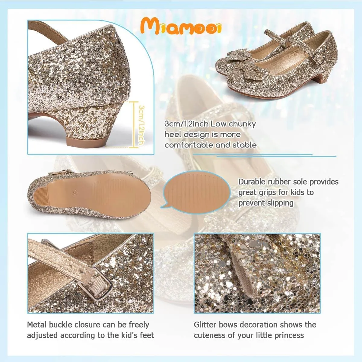 Miamooi Toddler Little Girl Dress Shoes Princess Flats Low Heels Flower Mary Jane for Kids Wedding Party Girls Birthday Dress Shoes