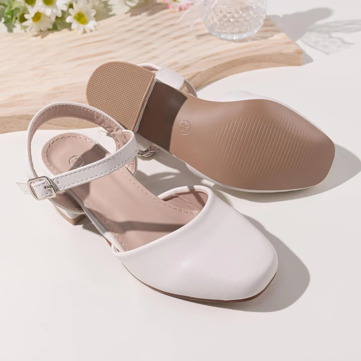 Miamooi Toddler Little Girl Dress Shoes Princess Flats Low Heels Flower Mary Jane for Kids Wedding Party Girls Birthday Dress Shoes