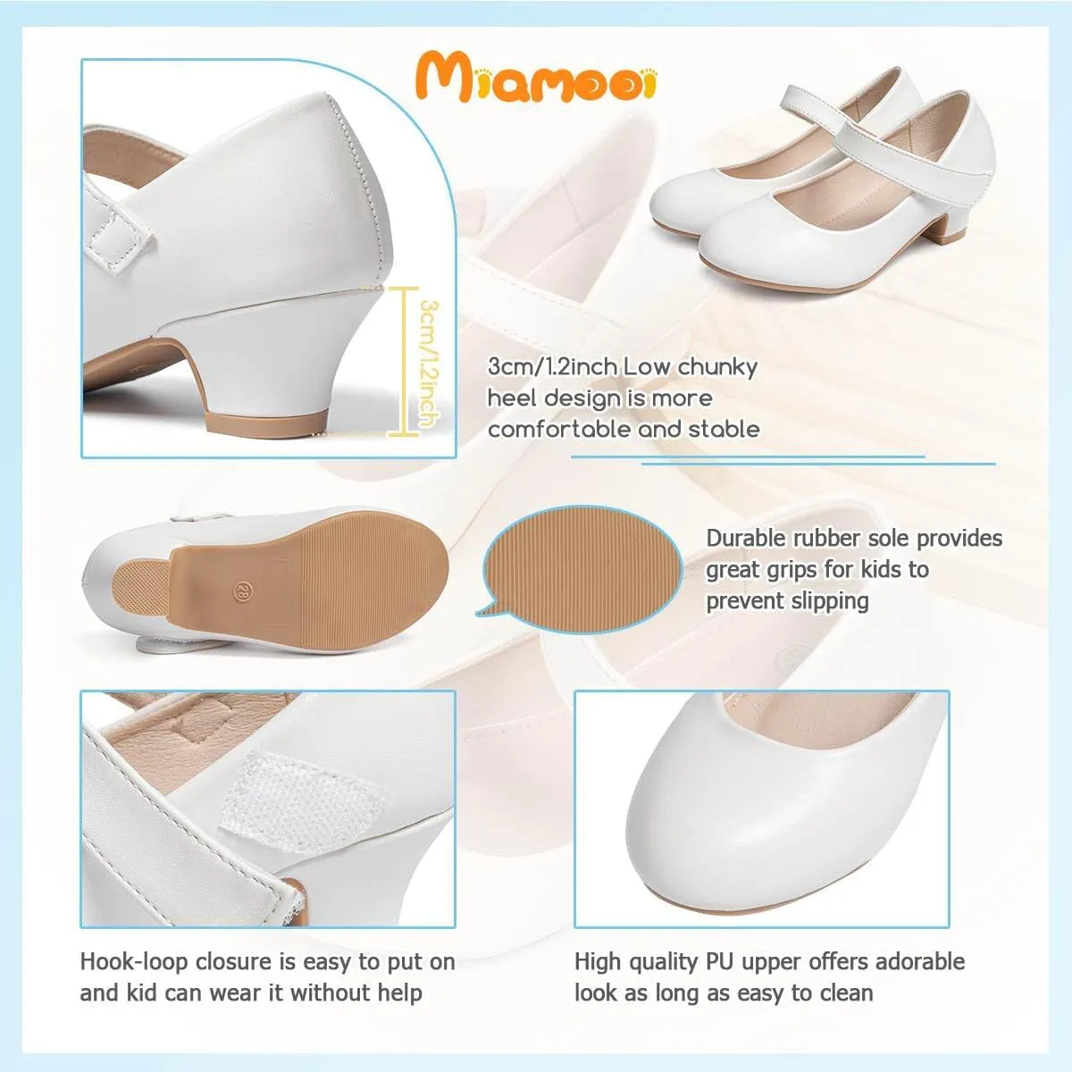 Miamooi Toddler Little Girl Dress Shoes Princess Flats Low Heels Flower Mary Jane for Kids Wedding Party Girls Birthday Dress Shoes