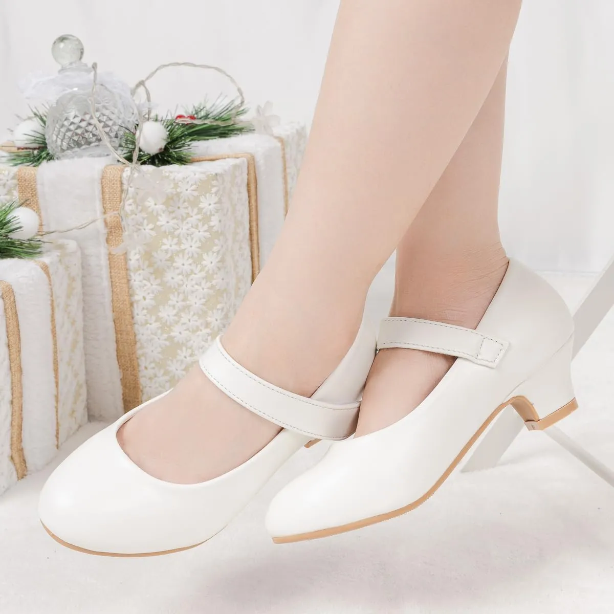 Miamooi Toddler Little Girl Dress Shoes Princess Flats Low Heels Flower Mary Jane for Kids Wedding Party Girls Birthday Dress Shoes