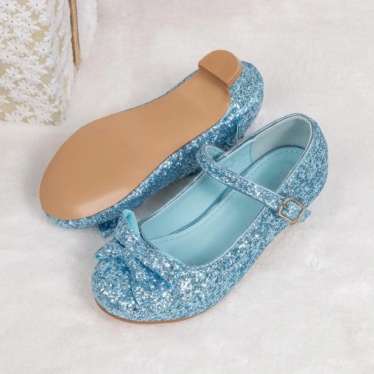 Miamooi Toddler Little Girl Dress Shoes Princess Flats Low Heels Flower Mary Jane for Kids Wedding Party Girls Birthday Dress Shoes