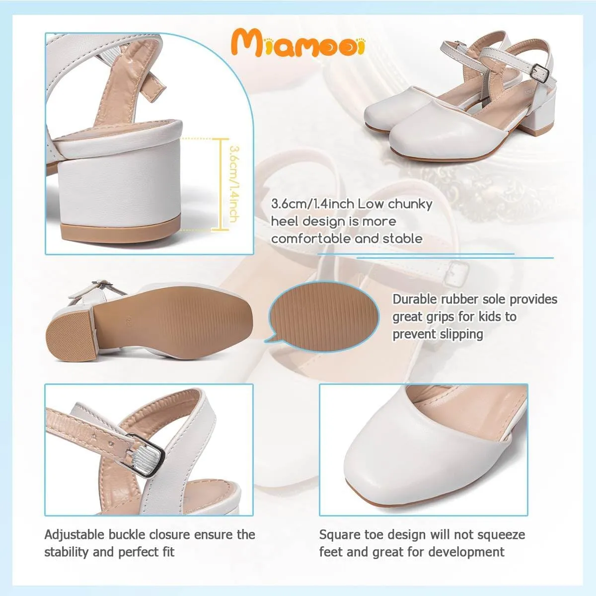 Miamooi Toddler Little Girl Dress Shoes Princess Flats Low Heels Flower Mary Jane for Kids Wedding Party Girls Birthday Dress Shoes