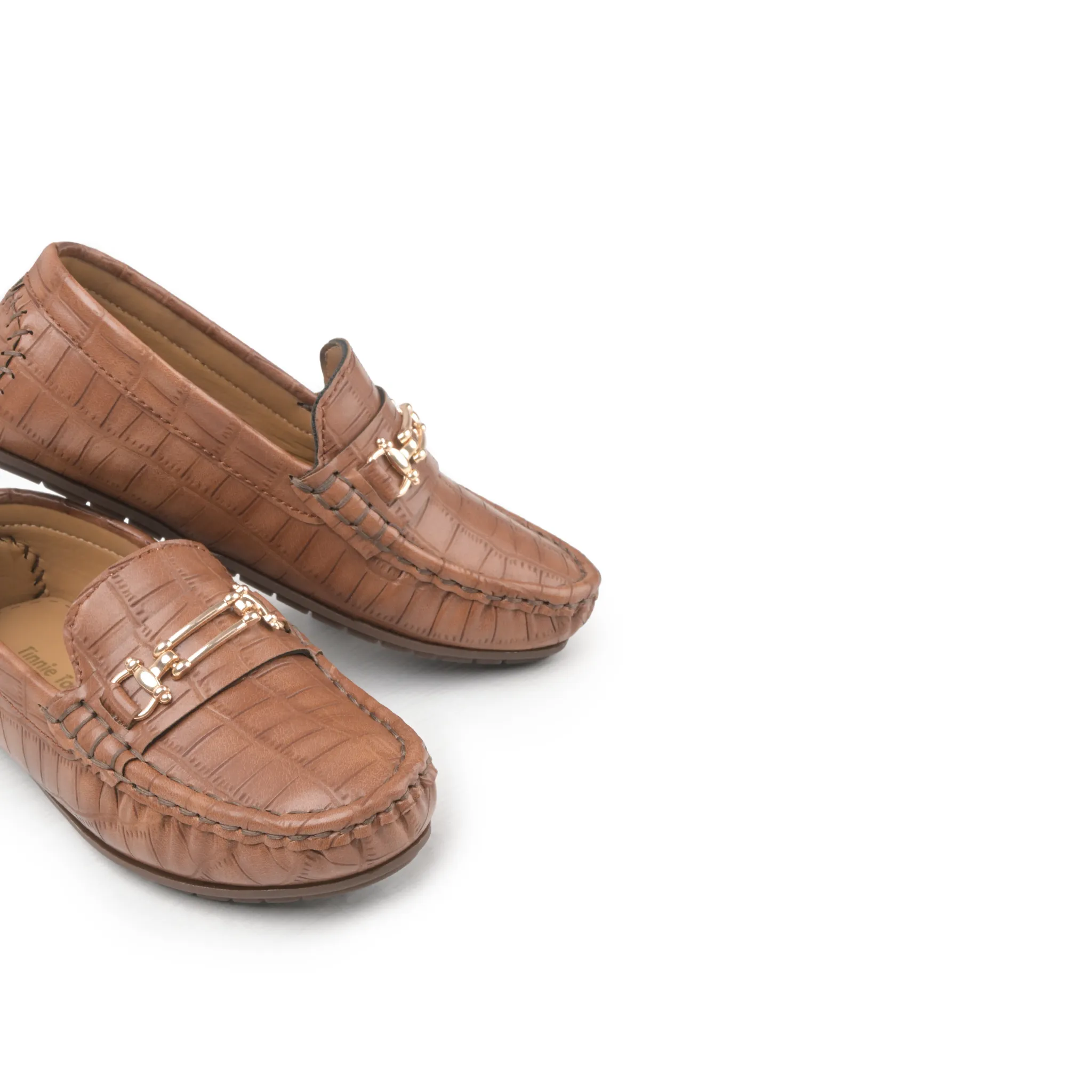 Natural Brown Textured Loafers