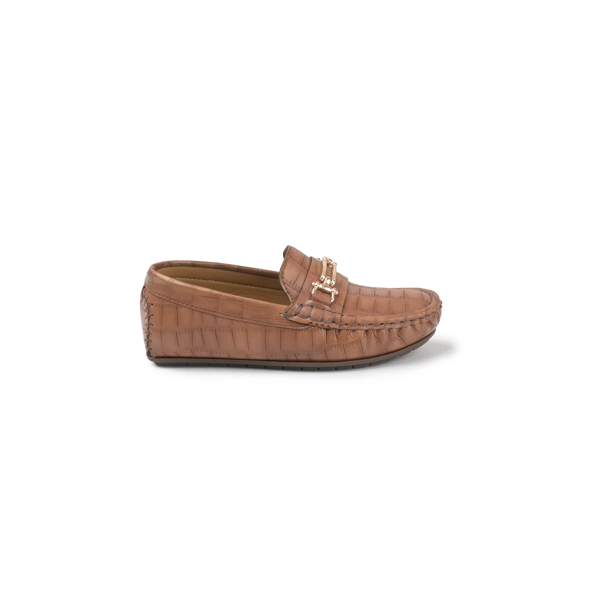 Natural Brown Textured Loafers