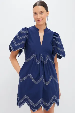 Navy Embroidered Weston Mini Dress
