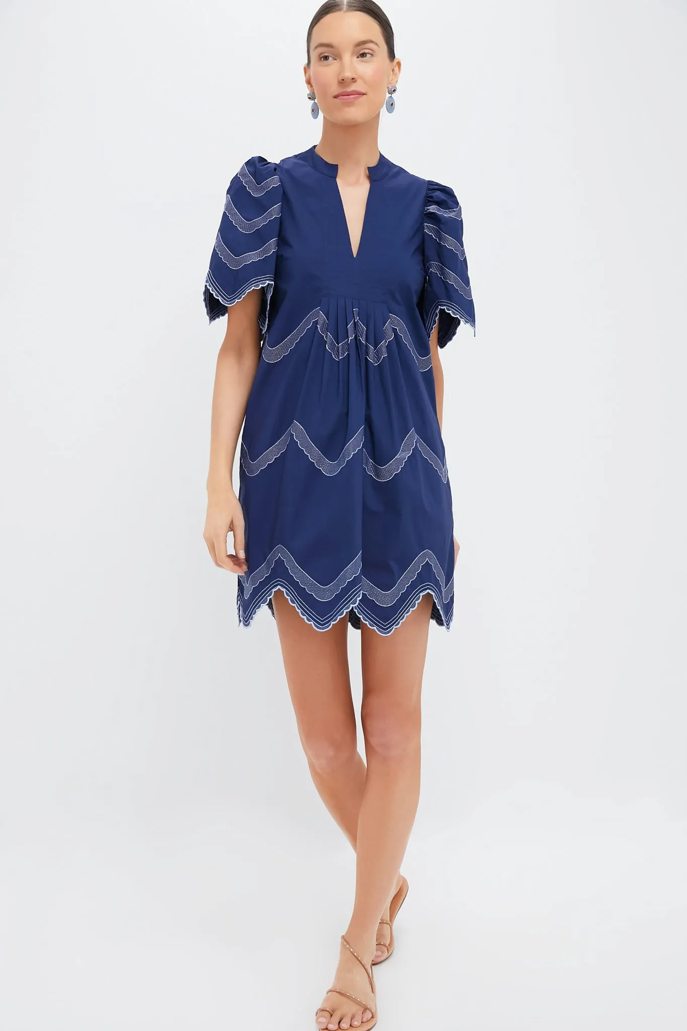 Navy Embroidered Weston Mini Dress