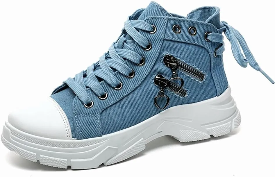 NCNDB Womens Canvas Sneakers High Top Lace up Casual Walking Shoes Air Cushion Sneakers