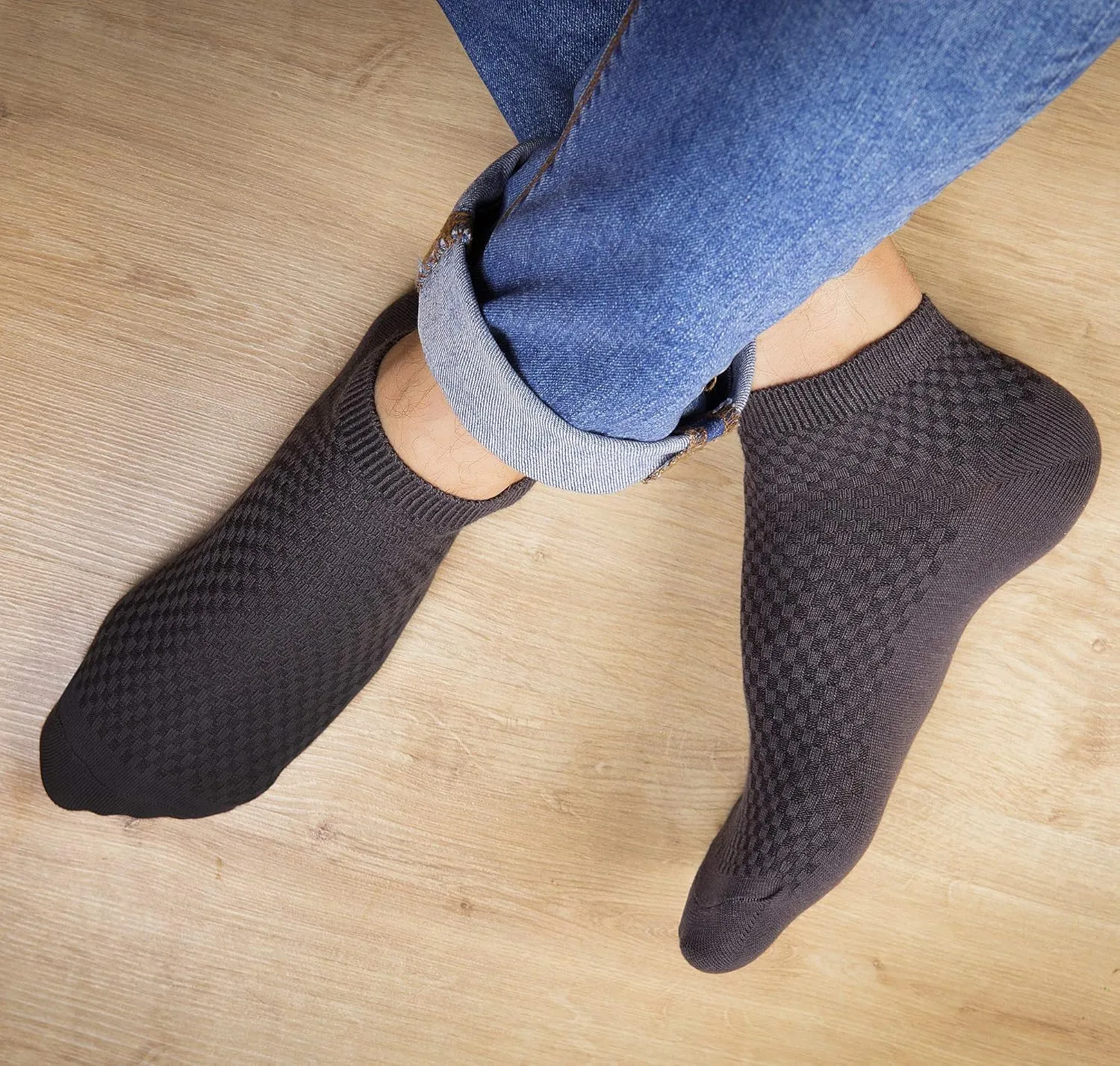 NUDUS UNDERWEAR Men’s Bamboo Rayon Ankle Quarter Dress Socks 5-Pair Gift Box, Premium Quality
