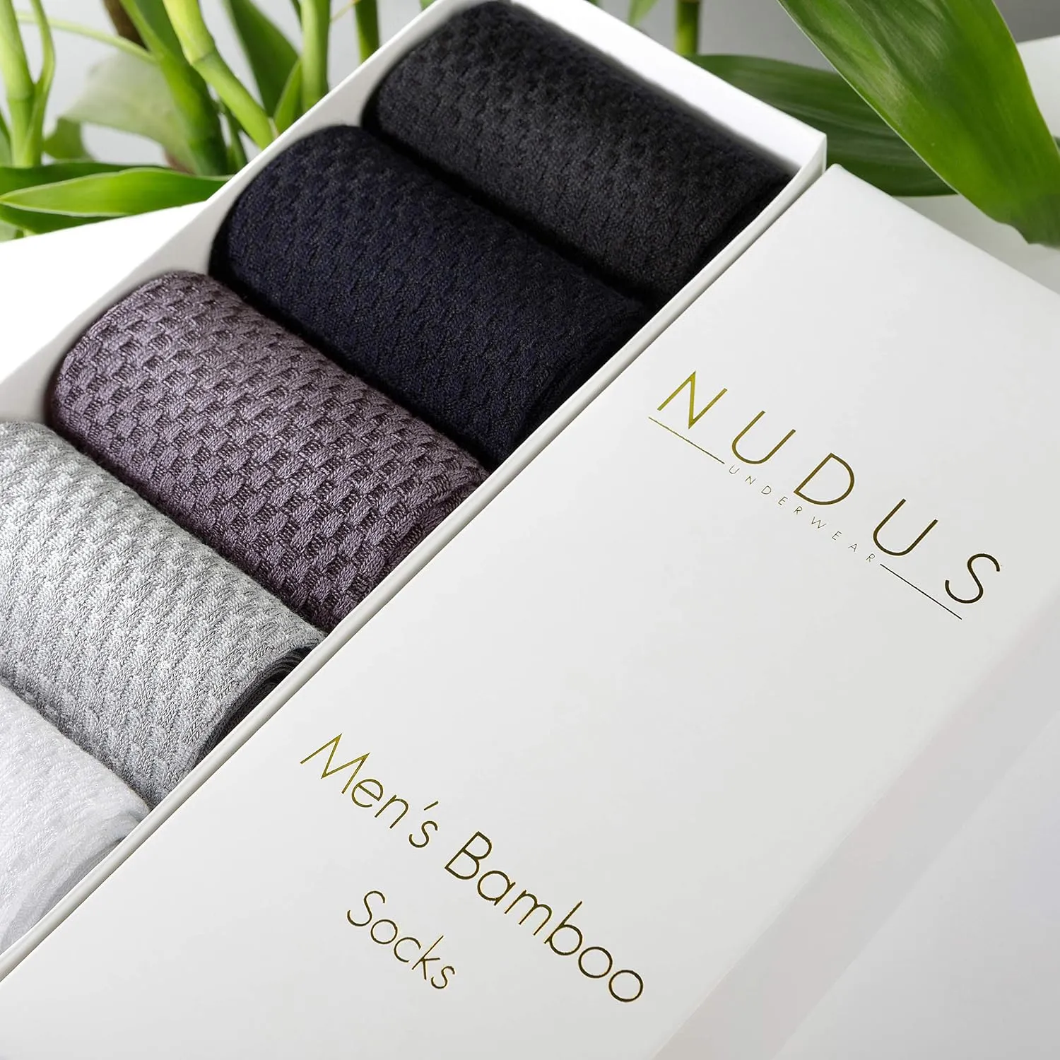 NUDUS UNDERWEAR Men’s Bamboo Rayon Ankle Quarter Dress Socks 5-Pair Gift Box, Premium Quality