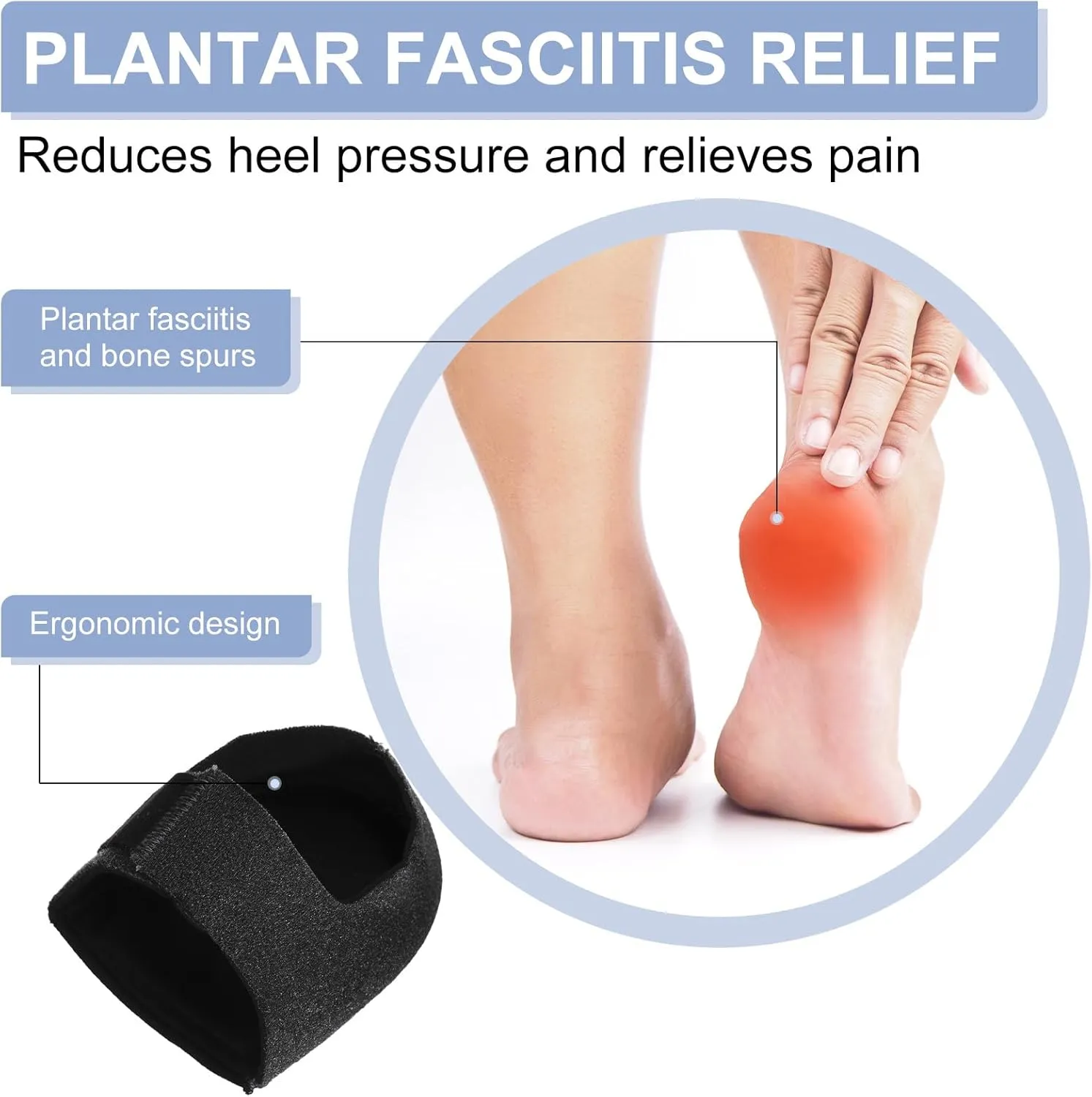 PATIKIL Heel Protectors, 1 Pair Heel Cups Adjustable Heel Cushion Pads Hook and Loop Fastener Heel Supports for Heel Pain Dry Cracked Heels Spur Pain Men/Women, Black Large