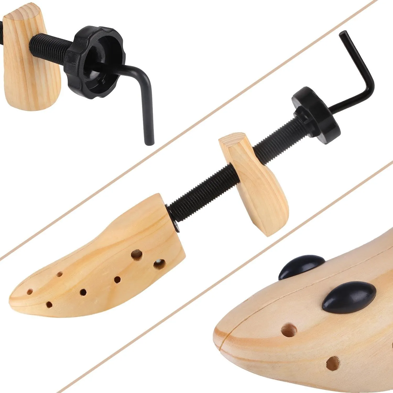 Pestor Unisex Professional Shoe Stretcher,4-Way Wood Shoe Shaper, Wooden Shoe Tree for Women and Men