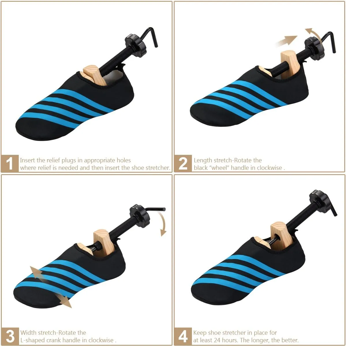 Pestor Unisex Professional Shoe Stretcher,4-Way Wood Shoe Shaper, Wooden Shoe Tree for Women and Men