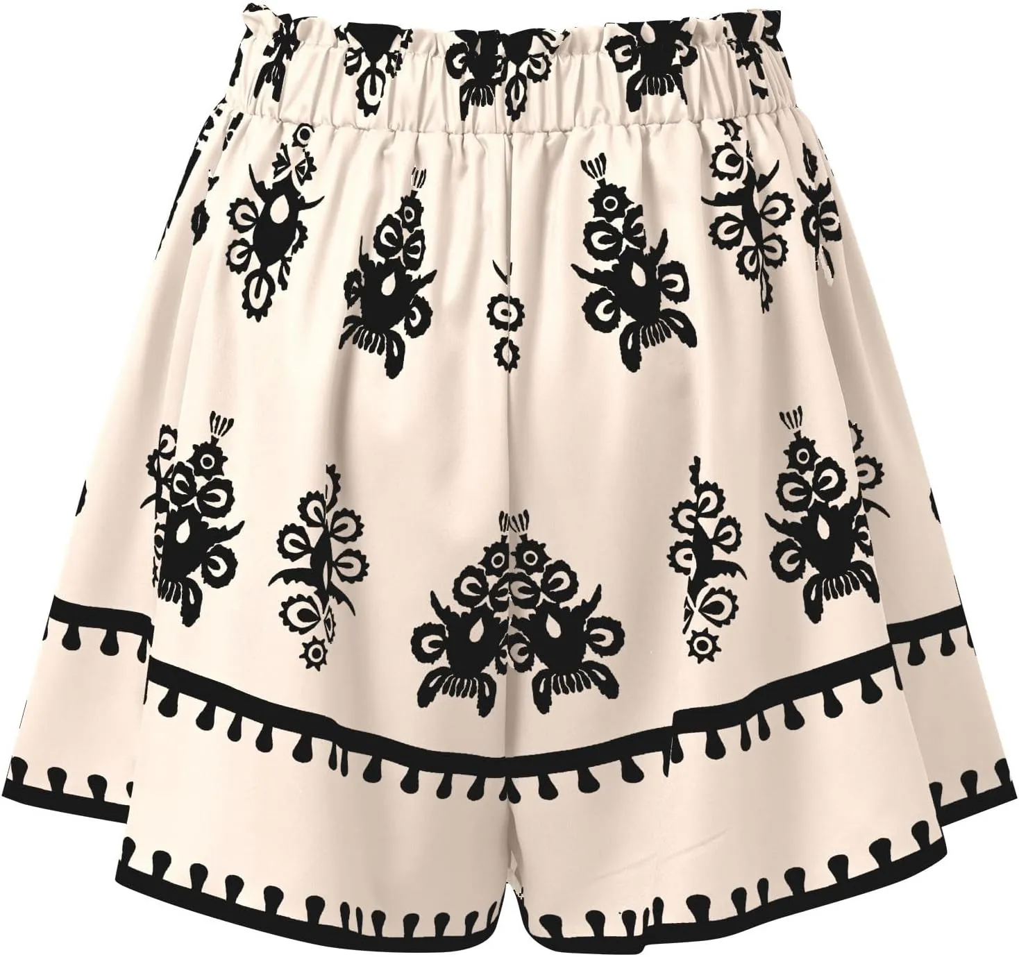 Plus Size Floral Print Shorts Women - Wide Leg Polyester Vacation Shorts with Drawstring & Tassel Accents Casaual Short
