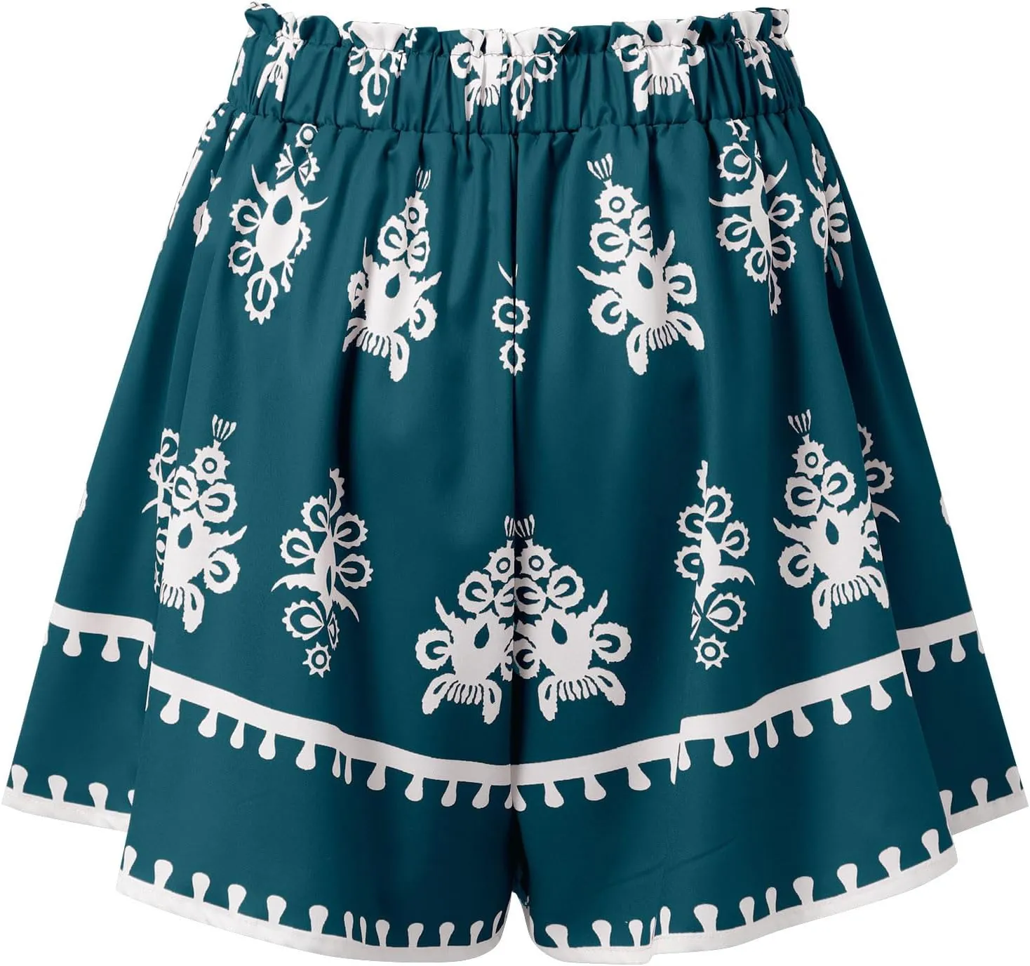 Plus Size Floral Print Shorts Women - Wide Leg Polyester Vacation Shorts with Drawstring & Tassel Accents Casaual Short
