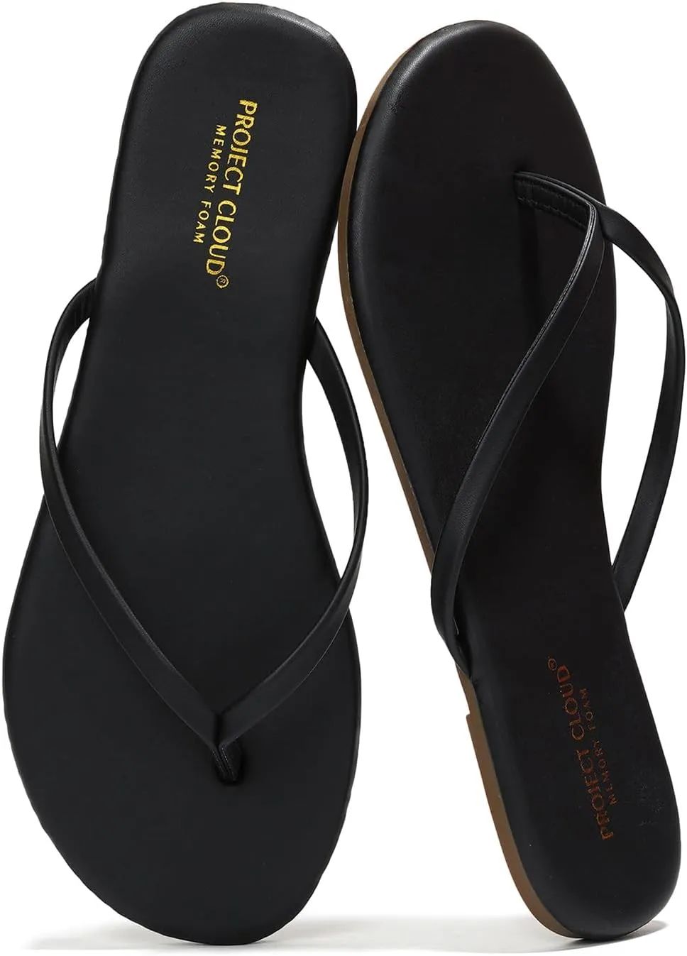 Project Cloud Flip Flops for Women Footwear - Memory Foam Flats Sandals for Women 2025 - Vegan Leather Lightweight Sandals Summer Beach Essentials Slides (Foundations)