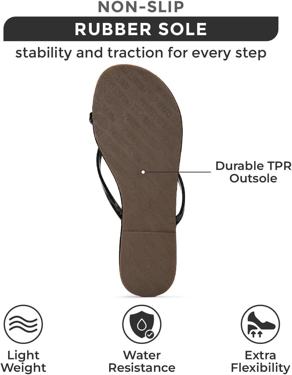 Project Cloud Flip Flops for Women Footwear - Memory Foam Flats Sandals for Women 2025 - Vegan Leather Lightweight Sandals Summer Beach Essentials Slides (Foundations)