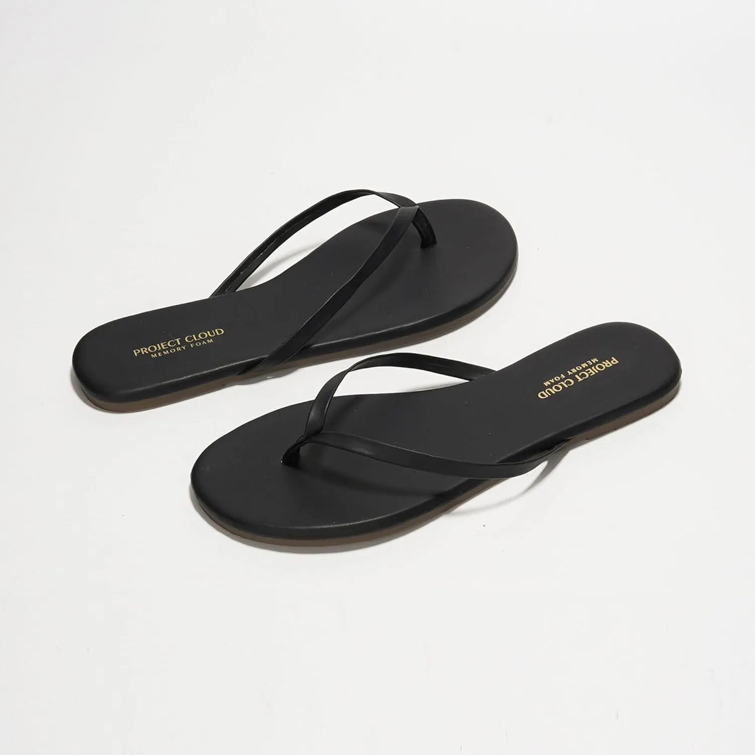 Project Cloud Flip Flops for Women Footwear - Memory Foam Flats Sandals for Women 2025 - Vegan Leather Lightweight Sandals Summer Beach Essentials Slides (Foundations)