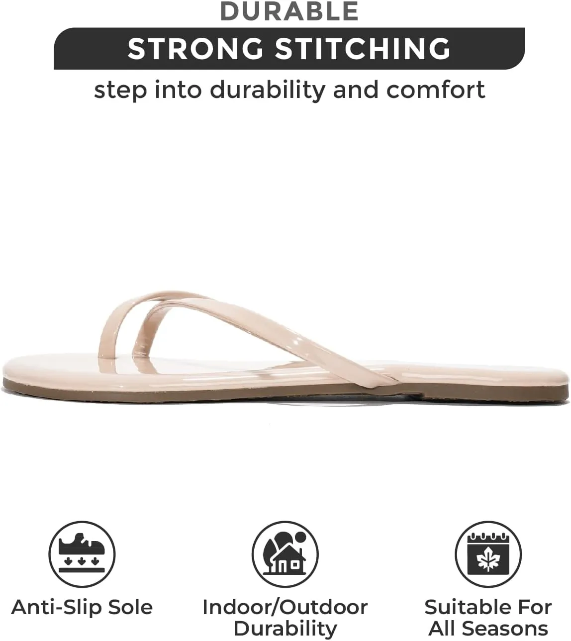 Project Cloud Flip Flops for Women - Memory Foam Flats Summer Sandals for Women 2025 - Vegan Leather Lightweight Womens Sandals Summer Beach Essentials Slides (Foundations)