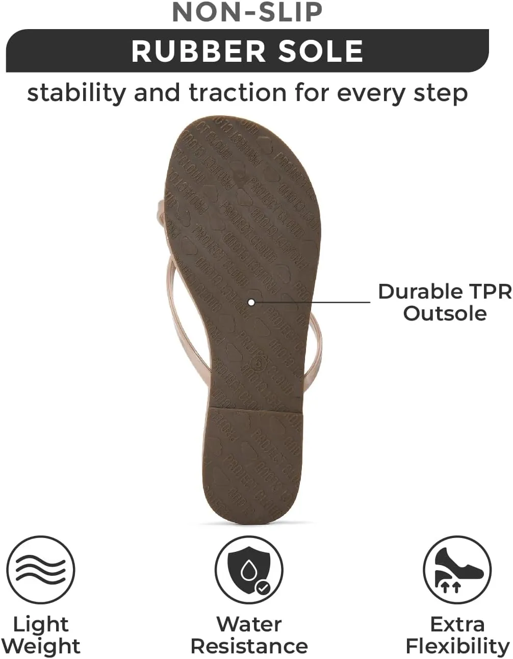 Project Cloud Flip Flops for Women - Memory Foam Flats Summer Sandals for Women 2025 - Vegan Leather Lightweight Womens Sandals Summer Beach Essentials Slides (Foundations)