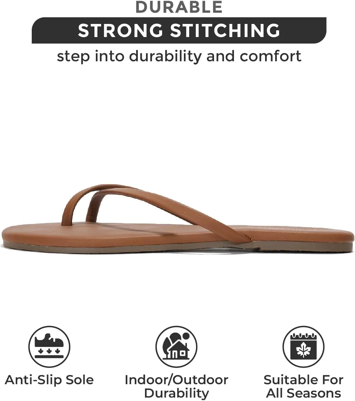 Project Cloud Vegan Leather Flip Flops for Women Footwear - Memory Foam Flats Sandals for Women 2025 - Lightweight Sandals Summer Beach Essentials Slides (Foundations)