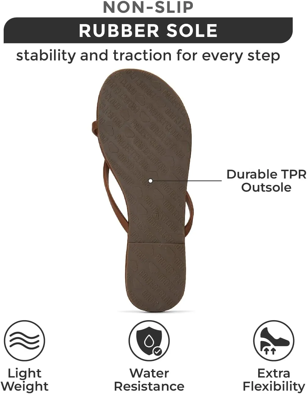 Project Cloud Vegan Leather Flip Flops for Women Footwear - Memory Foam Flats Sandals for Women 2025 - Lightweight Sandals Summer Beach Essentials Slides (Foundations)