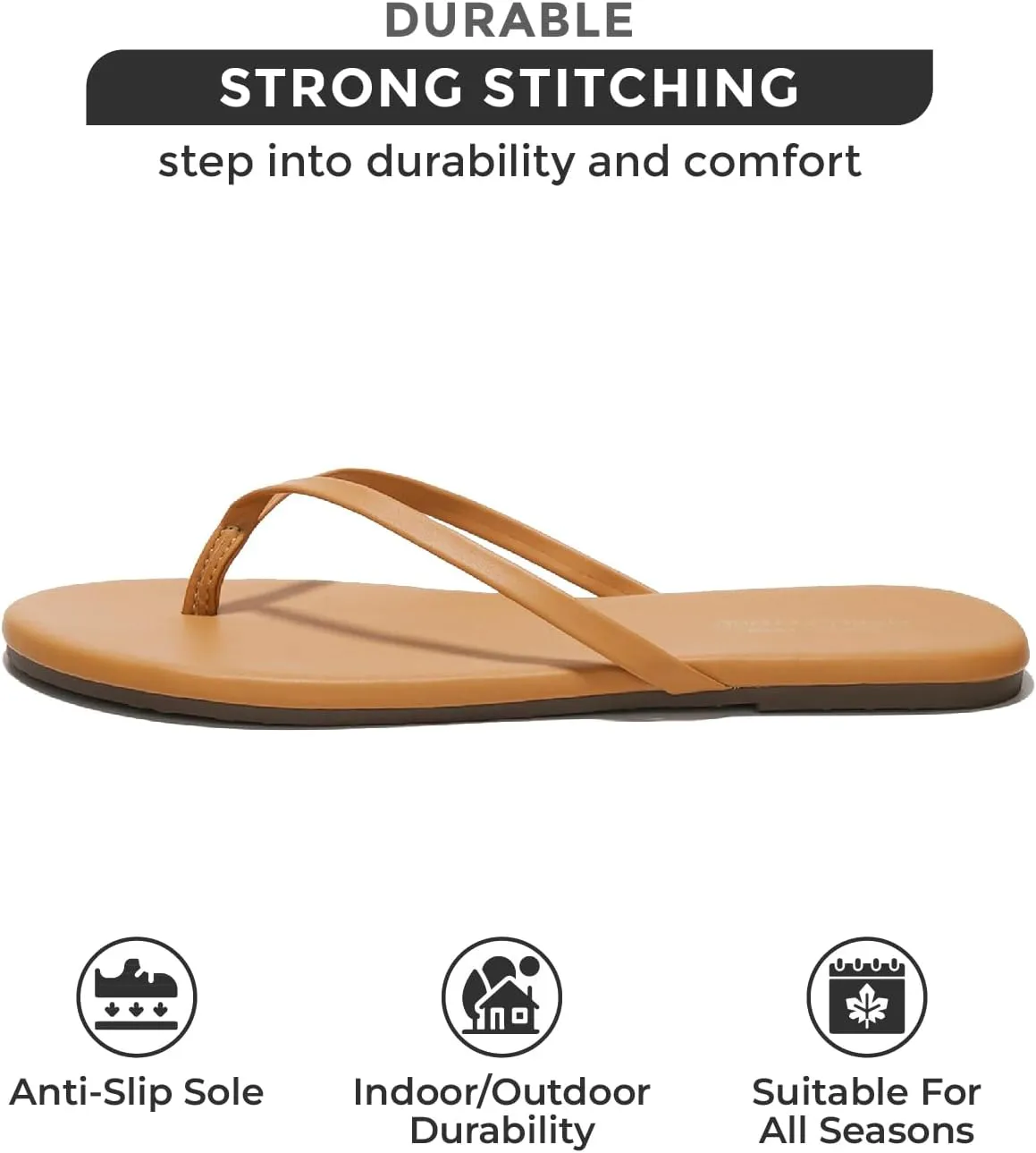 Project Cloud Vegan Leather Flip Flops for Women Footwear - Memory Foam Flats Sandals for Women 2025 - Lightweight Sandals Summer Beach Essentials Slides (Foundations)
