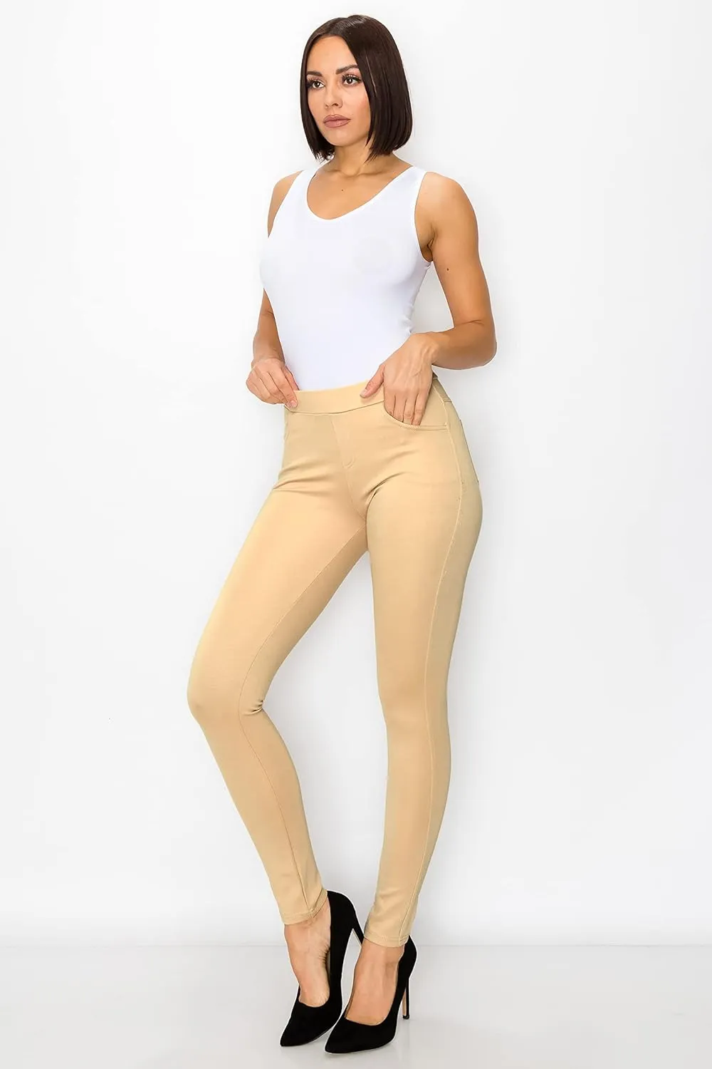 Prolific Health Women's Pull-On Ponte Pants – High Waist Slim or Flared Trousers with Tummy Control for Work or Casual Wear