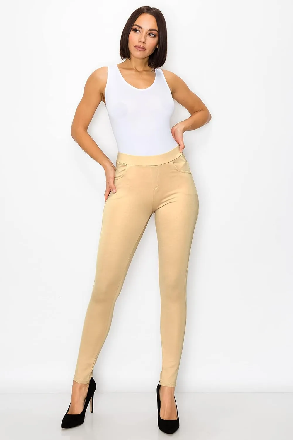 Prolific Health Women's Pull-On Ponte Pants – High Waist Slim or Flared Trousers with Tummy Control for Work or Casual Wear