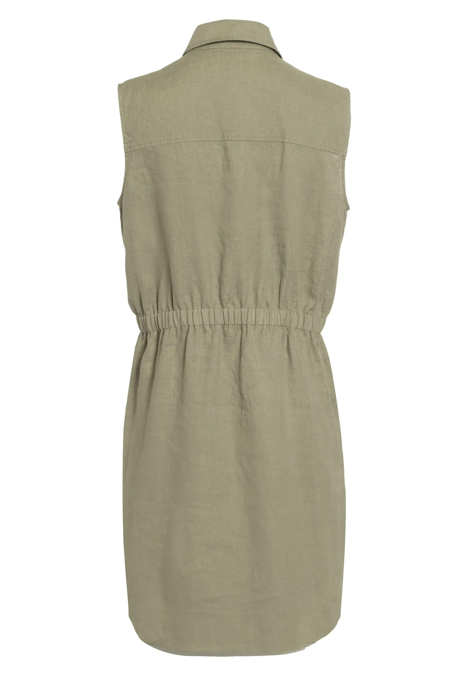 Robe chemise courte en lin sans manches