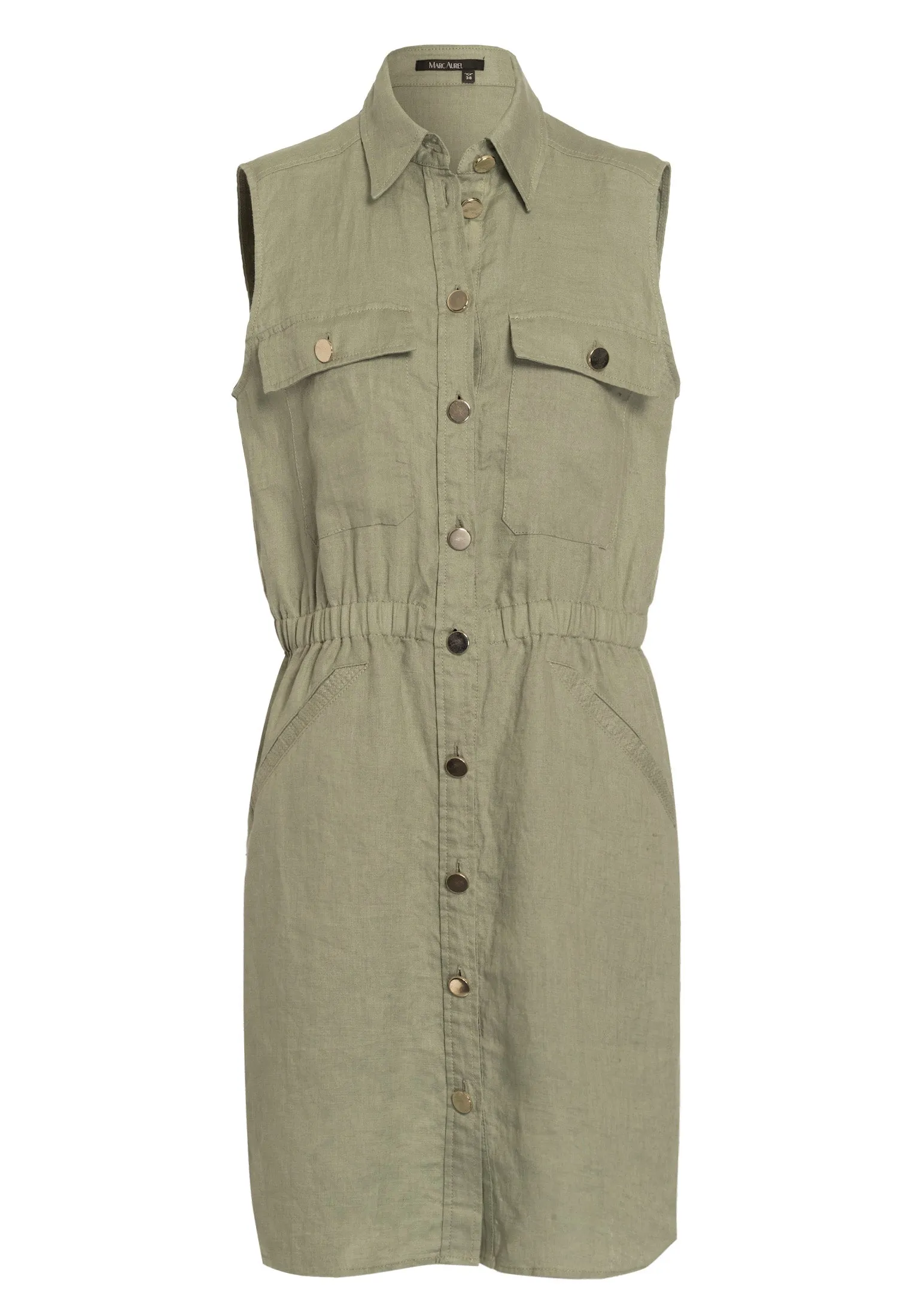 Robe chemise courte en lin sans manches