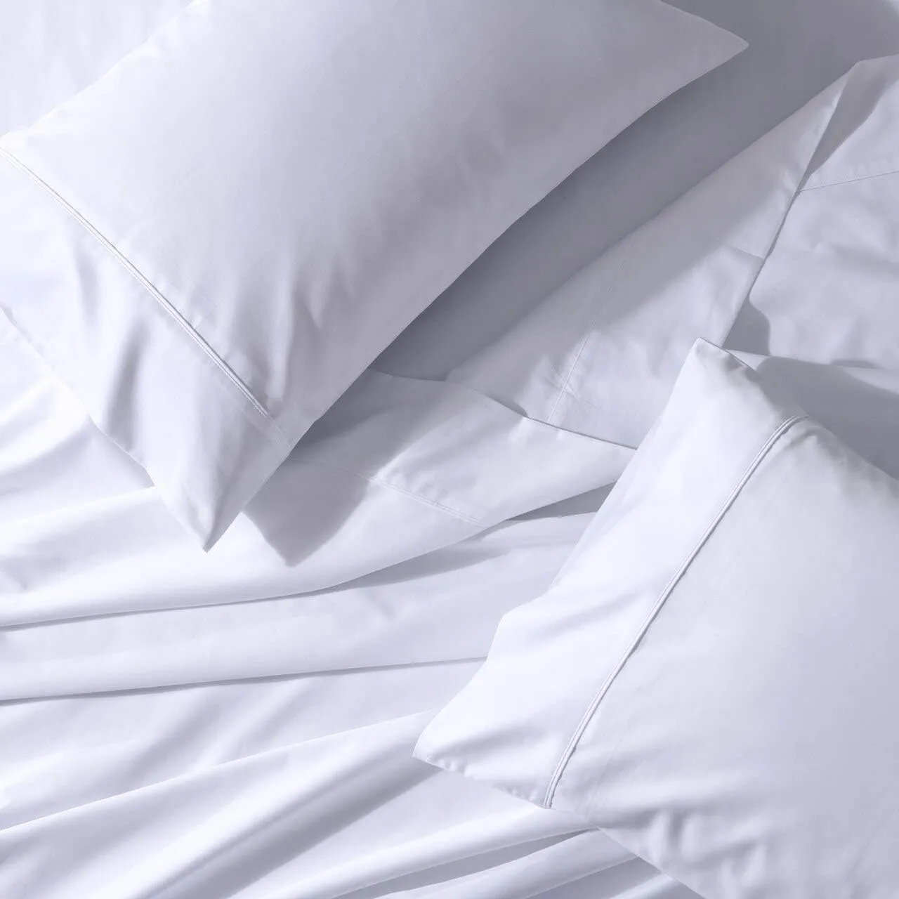 Royal Tradition Solid 650-Thread-Count, Cotton-Blend Queen 4PC Bed Sheets Set, White
