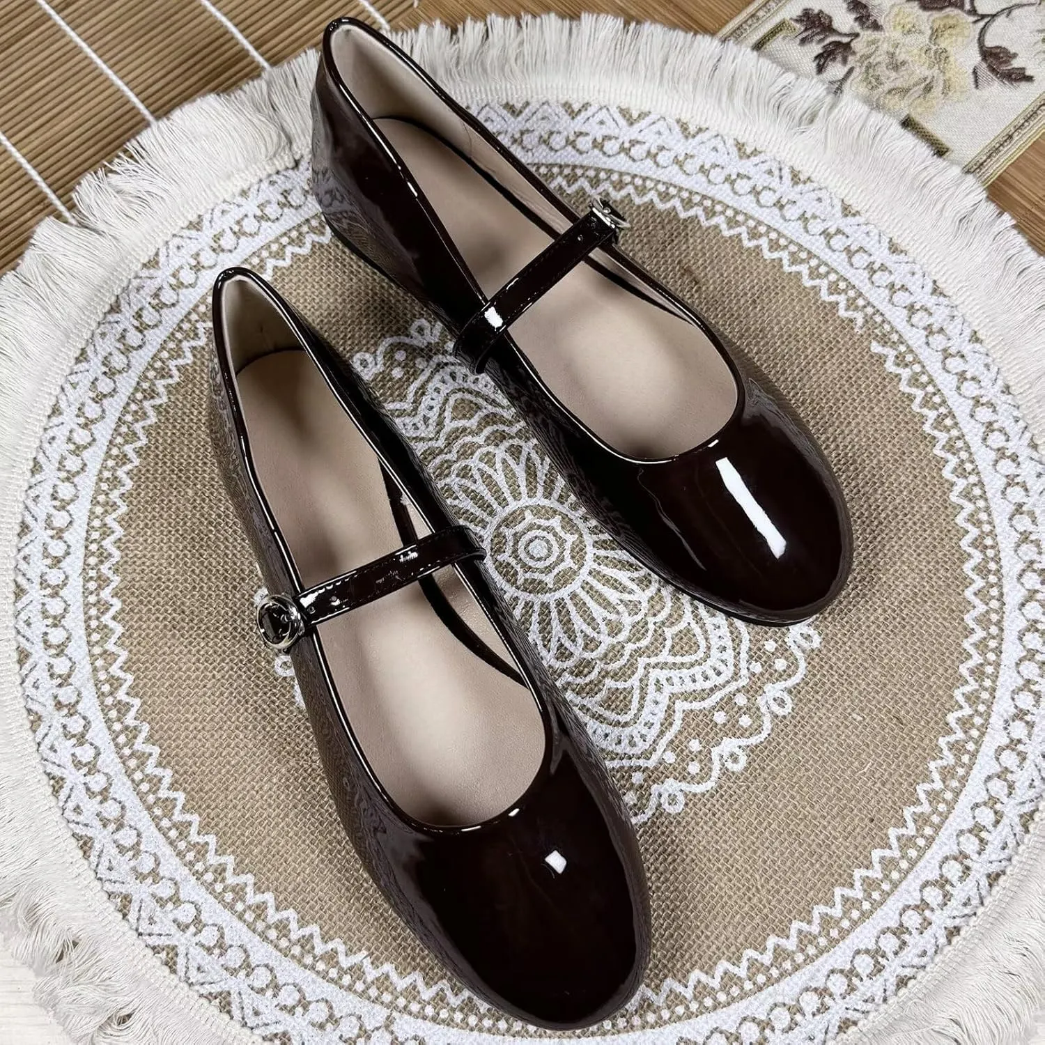 SAILING LU Women Pointed Toe Mary Janes Shoes Retro Plaid Dress Shoes Comfortable Ballet Flats Portable Holiday Shoes