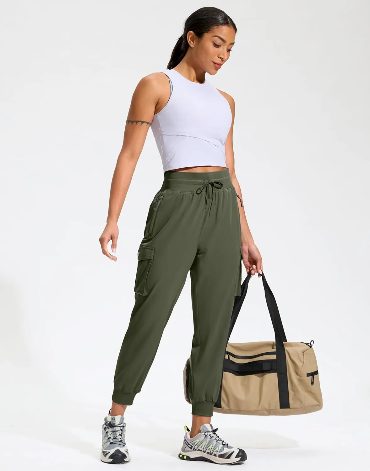 SANTINY Women's Cargo Pants with 6 Pockets Lightweight Quick Dry Travel Hiking Pants Casual Summer Joggers