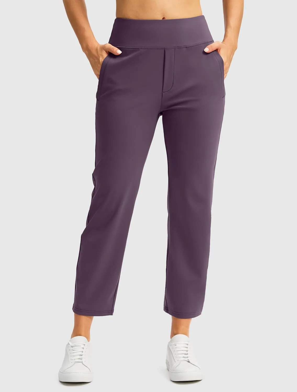 SANTINY Women's Pants with 3 Pockets 7/8 High Waisted Stretch Ankle Pants for Women Golf Casual Travel Athletic Work