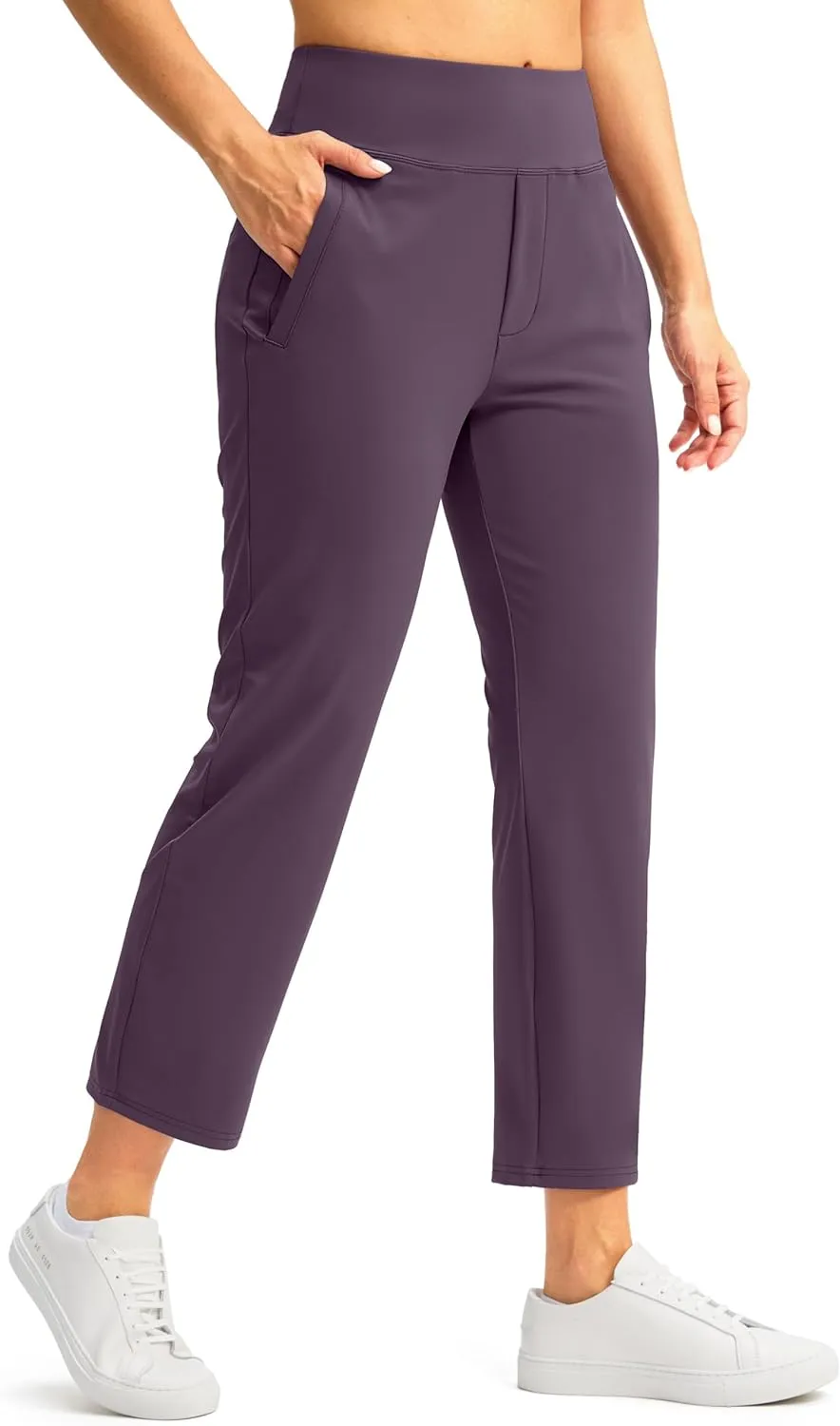 SANTINY Women's Pants with 3 Pockets 7/8 High Waisted Stretch Ankle Pants for Women Golf Casual Travel Athletic Work