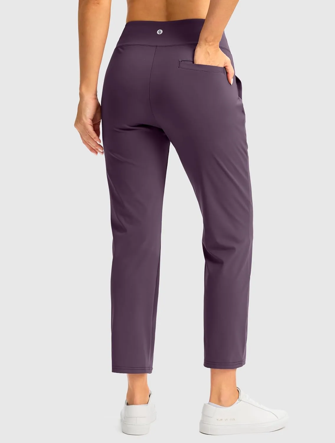 SANTINY Women's Pants with 3 Pockets 7/8 High Waisted Stretch Ankle Pants for Women Golf Casual Travel Athletic Work