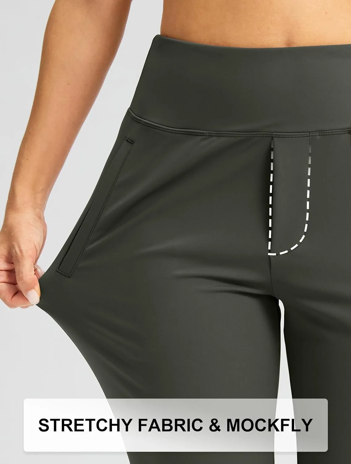 SANTINY Women's Pants with 3 Pockets 7/8 High Waisted Stretch Ankle Pants for Women Golf Casual Travel Athletic Work