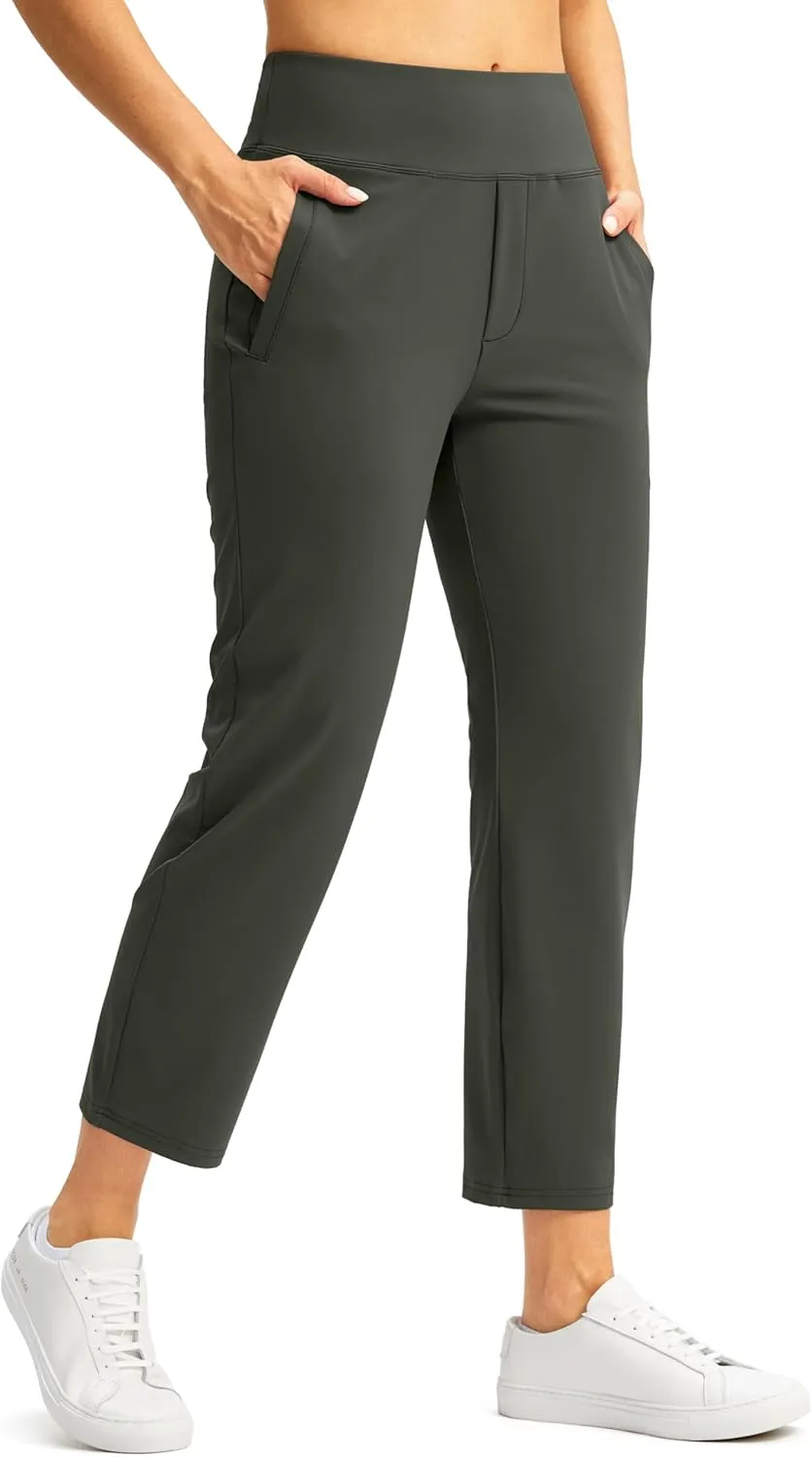 SANTINY Women's Pants with 3 Pockets 7/8 High Waisted Stretch Ankle Pants for Women Golf Casual Travel Athletic Work
