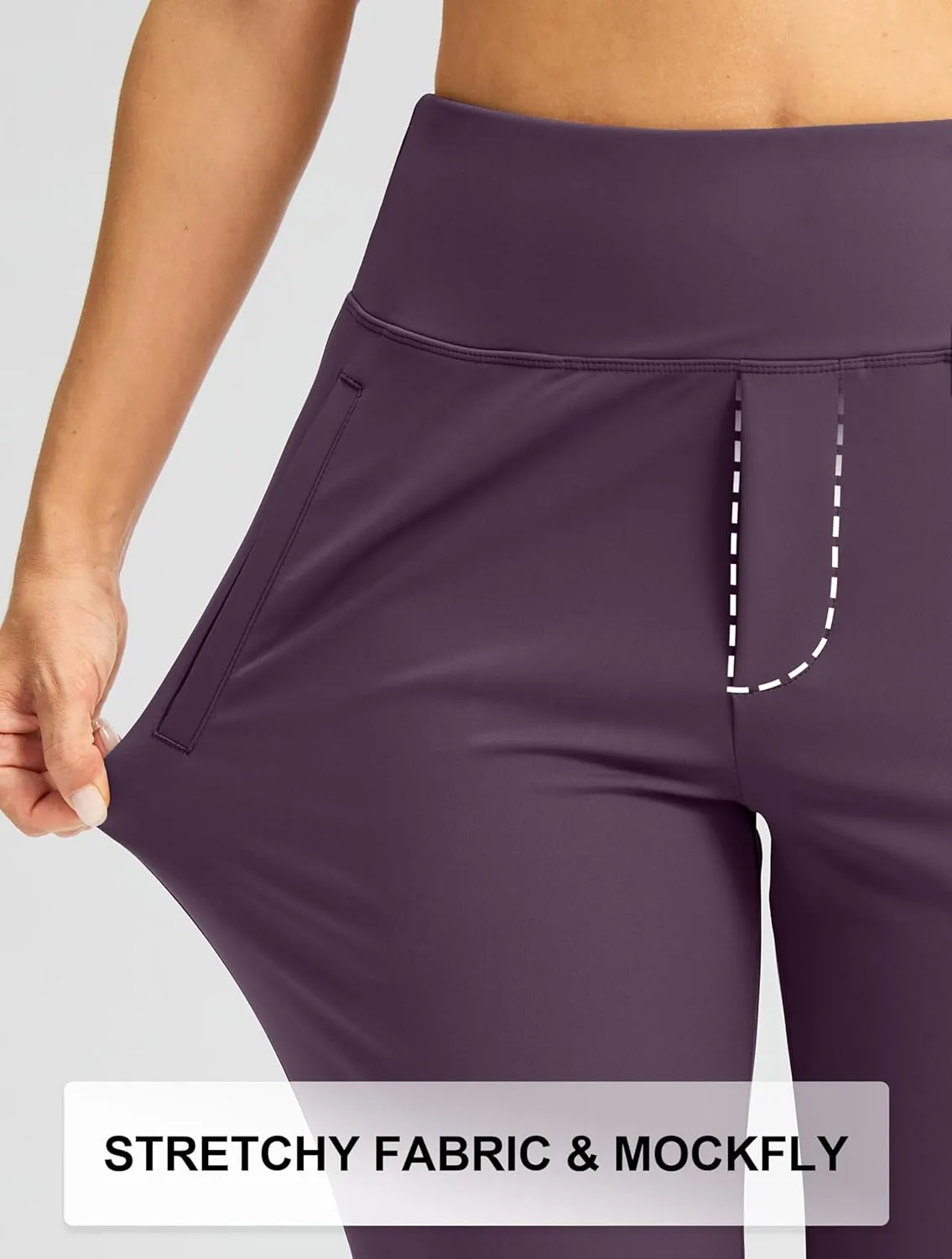 SANTINY Women's Pants with 3 Pockets 7/8 High Waisted Stretch Ankle Pants for Women Golf Casual Travel Athletic Work