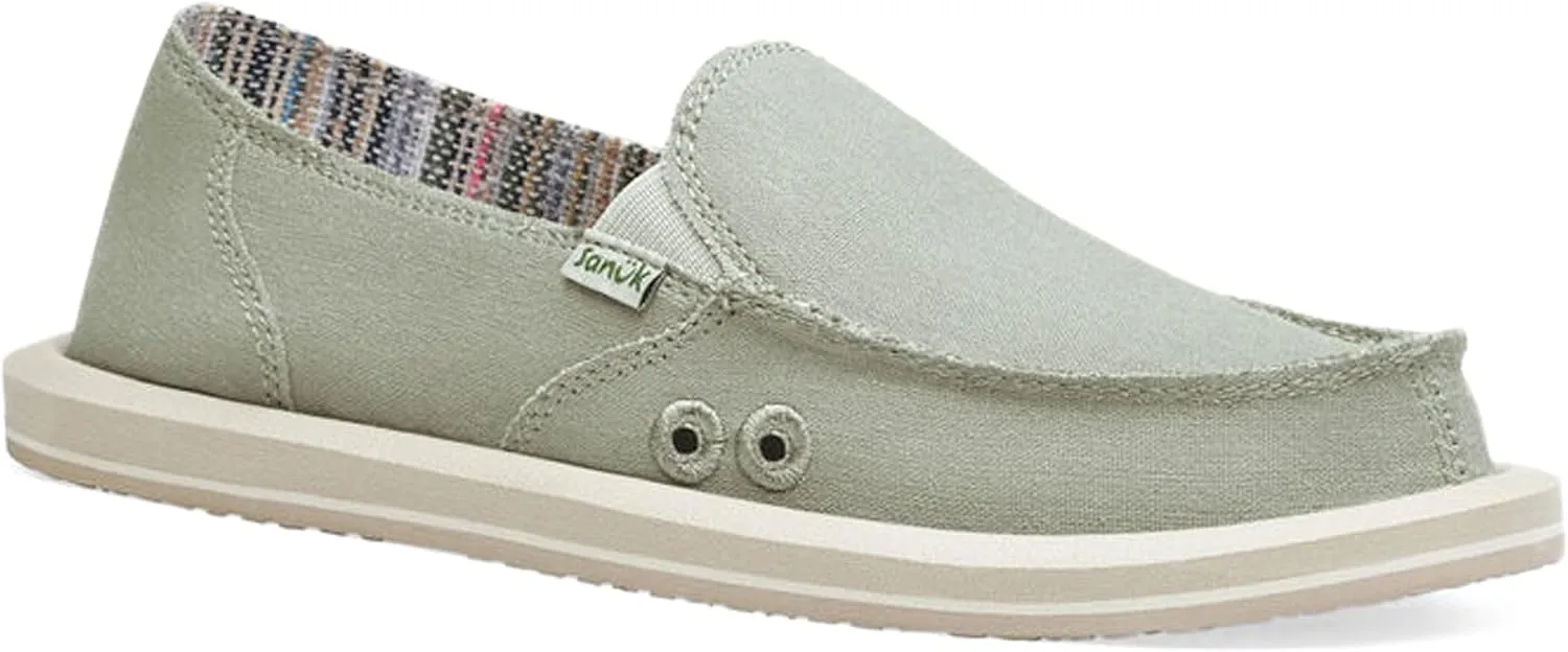Sanuk Womens Donna Hemp Loafers | Womens Shoes | Slip On Shoes for Women|Memory Foam Footbed