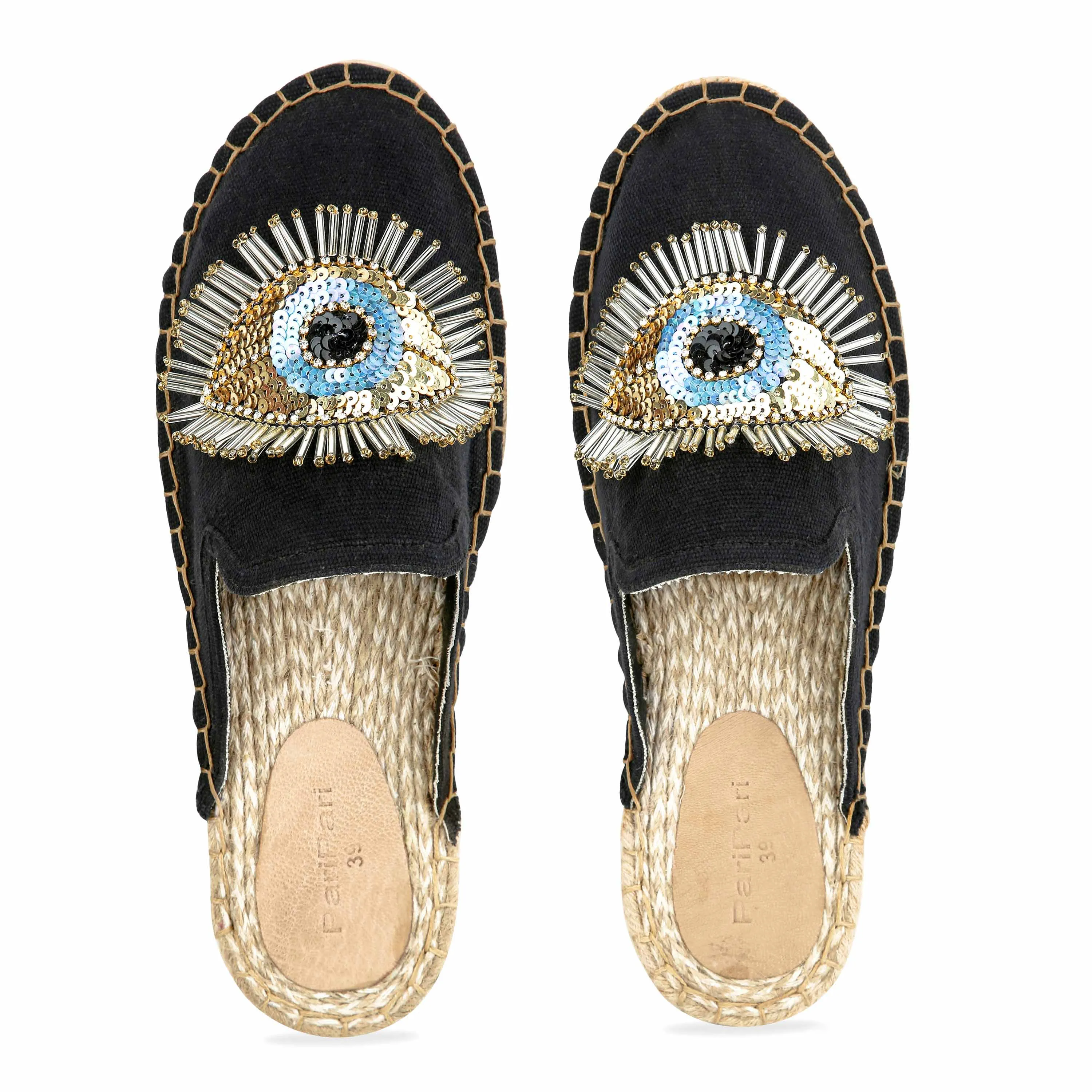 Sleek Evil Eye Glare Espadrilles Charcoal Haut Platform