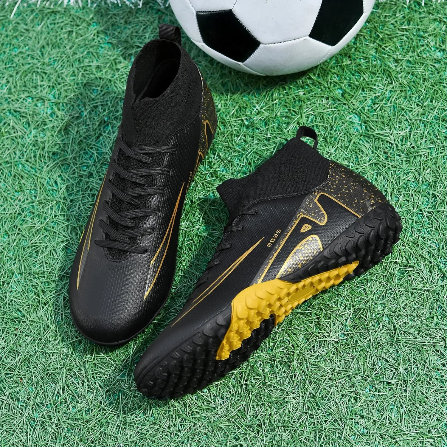 Soccer Cleats for Mens Womens Indoor Soccer Shoes Unisex Baseball Turf Shoes Youth Rugby Shoes Adult AG FG TF Football Boots Wide Training Sneaker